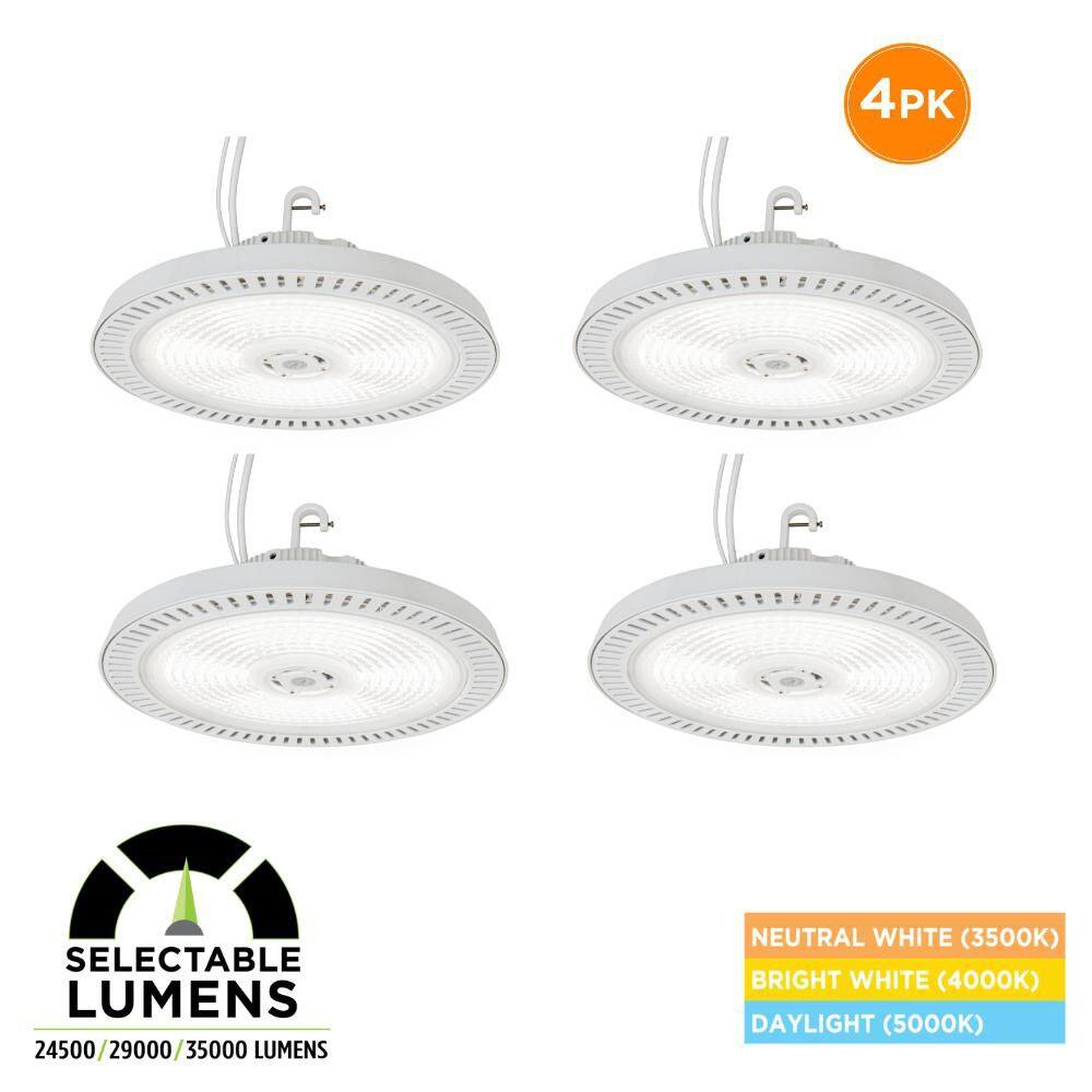 4-Pack 1.1 ft. 1000-Watt Equivalent Industrial White LED High Bay Light, 35000 Lumens, Selectable 3500K 4000K 5000K price history on PriceWatchPro
