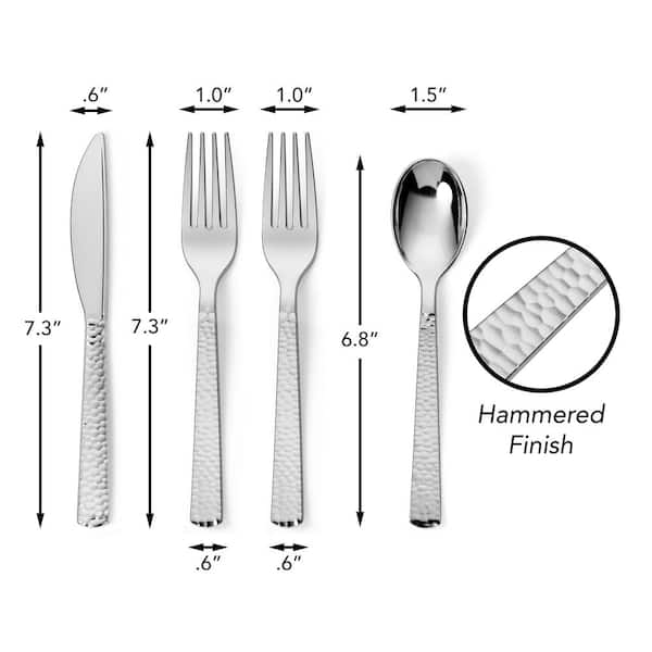 PERFECT SETTINGS Hammered 300 Piece Silver Disposable Plastic Flatware  Cutlery Set (Service for 75) HMRSLV-300 - The Home Depot