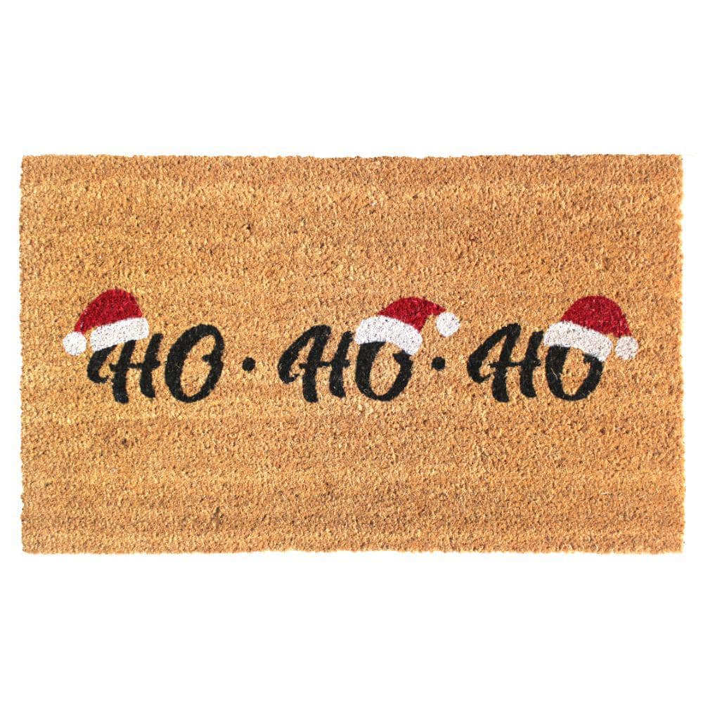 Welcome Ho Ho Ho Natural 18 in. x 30 in. Coir Non-Slip Outdoor Door Mat