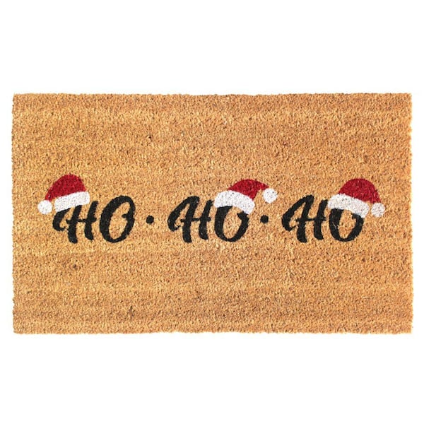 Unbranded Welcome Ho Ho Ho Natural 18 in. x 30 in. Coir Non-Slip Outdoor Door Mat