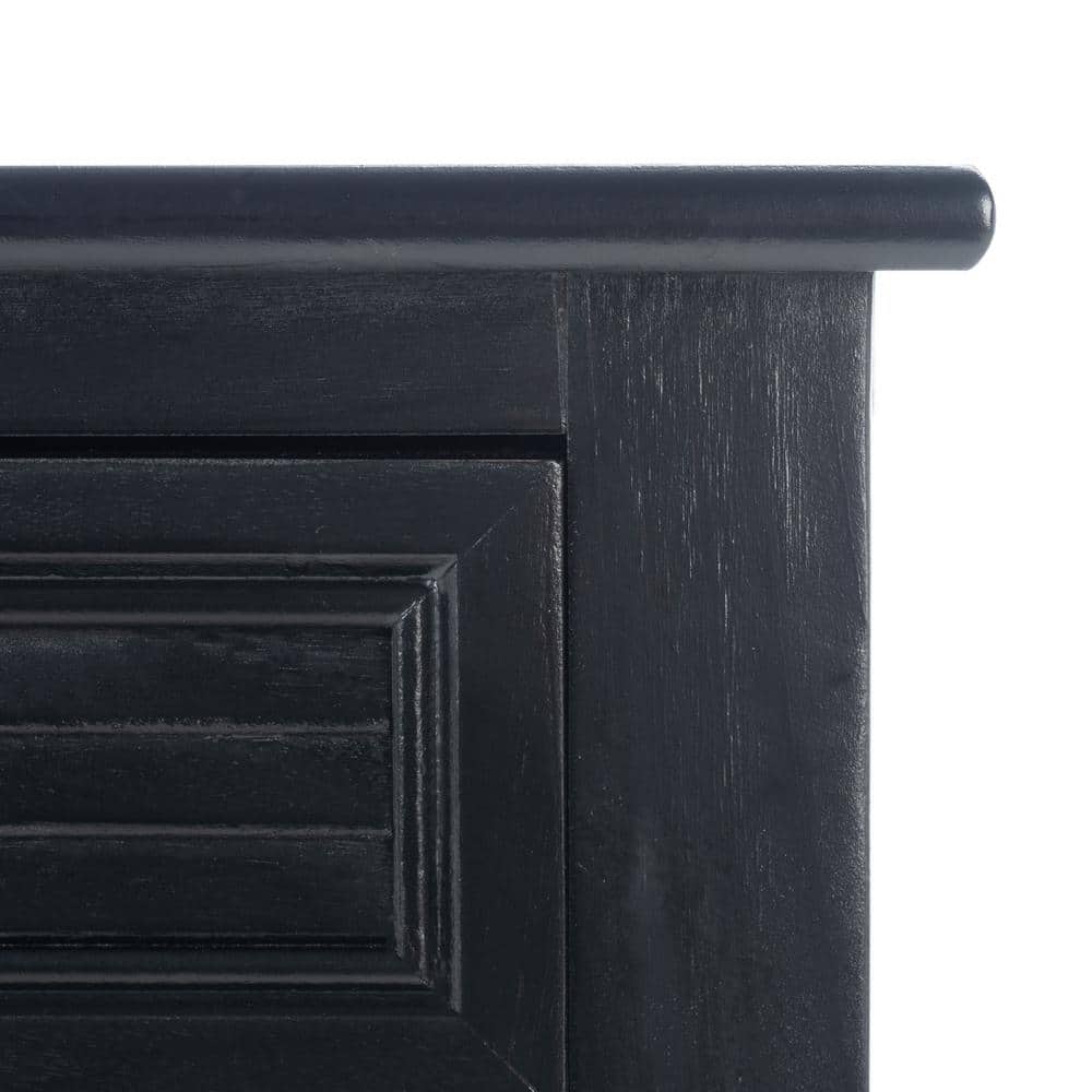Black Wood Rectangular Accent Table with Storage Drawer