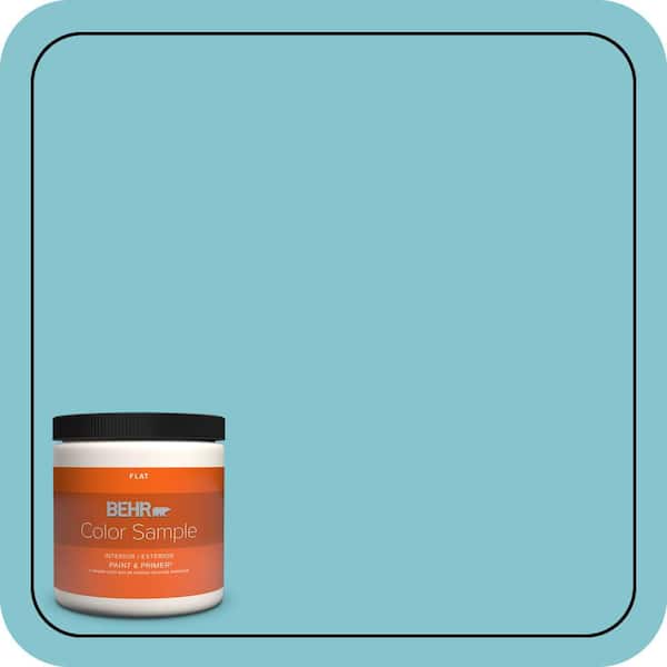 BEHR PREMIUM PLUS 8 oz. #520D-4 Shallow Sea Flat Interior/Exterior Paint & Primer Color Sample