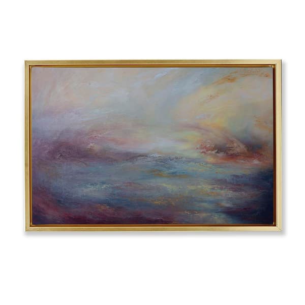 Stupell Industries Golden Hour Swirled Abstract by Lydia Orange Gold Floater Frame Abstract Graphic Art Print 21 in. x 31 in.