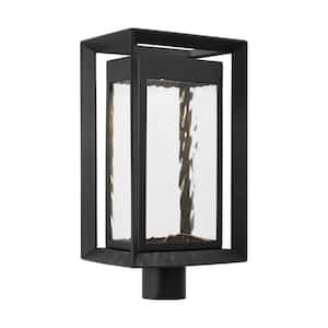 Urbandale Large 1-Light Textured Black StoneStrong Outdoor Weather Resistant Post Light with Integrated LED