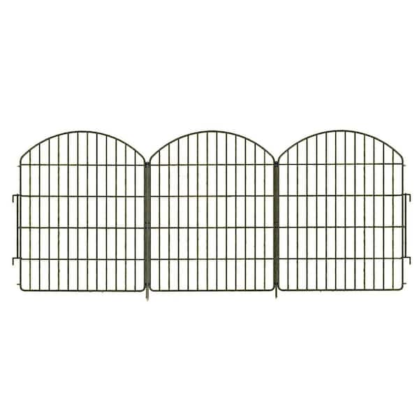 30 in. Rustproof Metal Decorative Garden Fence with Gate, No Dig Animal Barrier Flower Edging for Yard & Patio Landscape