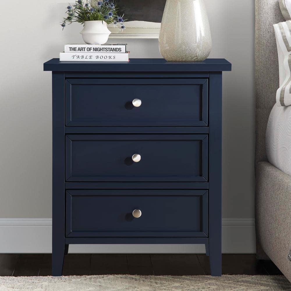 Lennon Midnight Blue 3-Drawer 22.75 in. W Nightstand