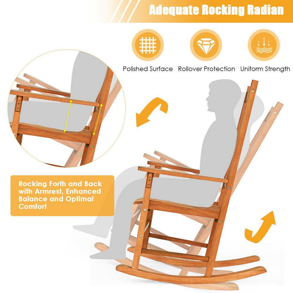 Natural Eucalyptus 3-Piece Rocking Chair and Table Set