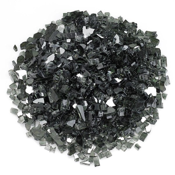 American Fire Glass 1/4 in. Black Reflective Fire Glass 10 lbs. Bag