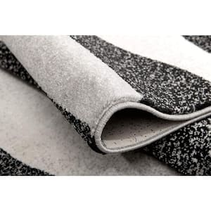 Montage Black Grey 2 ft. 8 in. x 15 ft. Modern Abstract Runner Area Rug