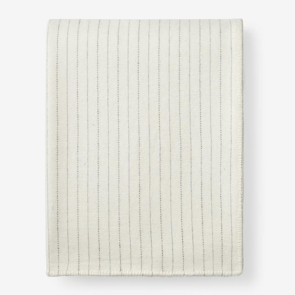 The Company Store Pinstripe Cream Wool Twin Blanket