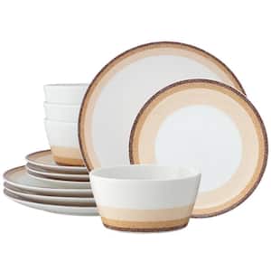 Colorscapes Layers Desert Porcelain 12-Piece Coupe Dinnerware Set (Service for 4)