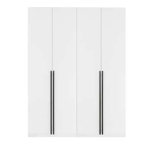 Lee White 63 in. Freestanding Wardrobe with 4 Shelves and 2-Drawers (Set of 2)