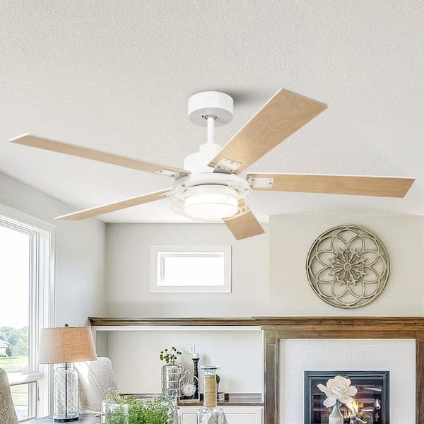 52 in. Indoor Integrated LED White Ceiling Fan with Light and Remote Control