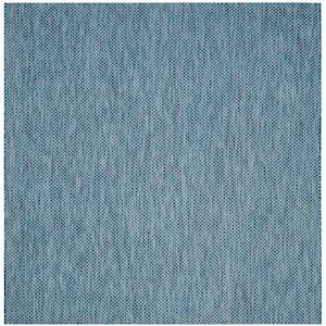 Courtyard Navy/Gray 7 ft. x 7 ft. Square Solid Indoor/Outdoor Patio  Area Rug