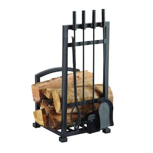 Harper 4-Piece Log Holder and Fireplace Tool Set