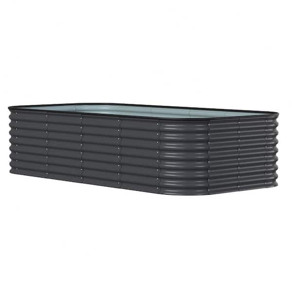 VEIKOUS 24 in. H Galvanized Garden Bed Large Planter Box Outdoor in Dark Gray