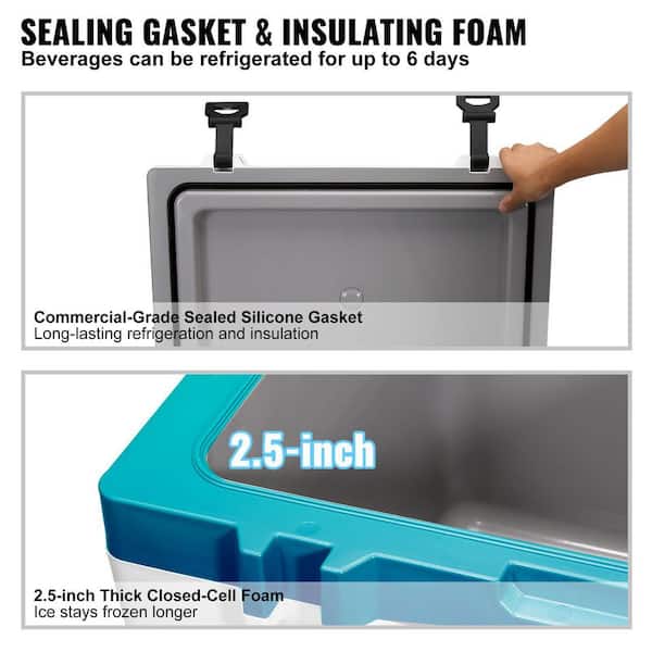 52 qt. Insulated Portable Chest Cooler in White, Food Beverage