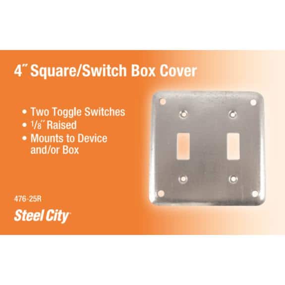 2-Gang 4 in. Metallic Square Toggle Switch Box Cover (476-25R)