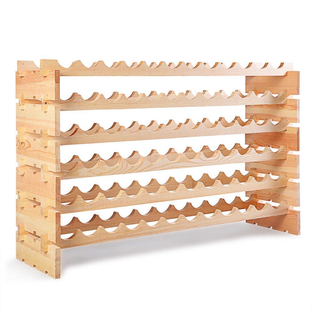 Wine rack 52 cm, module grid, brown stained