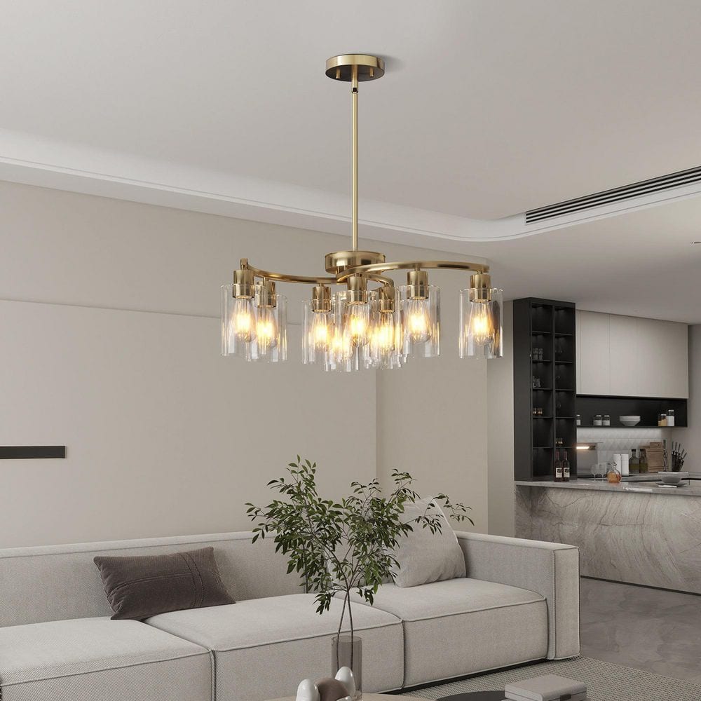 9-Light Gold Glass Modern Sputnik Chandelier for Dining Room with No Bulbs Included price history on PriceWatchPro