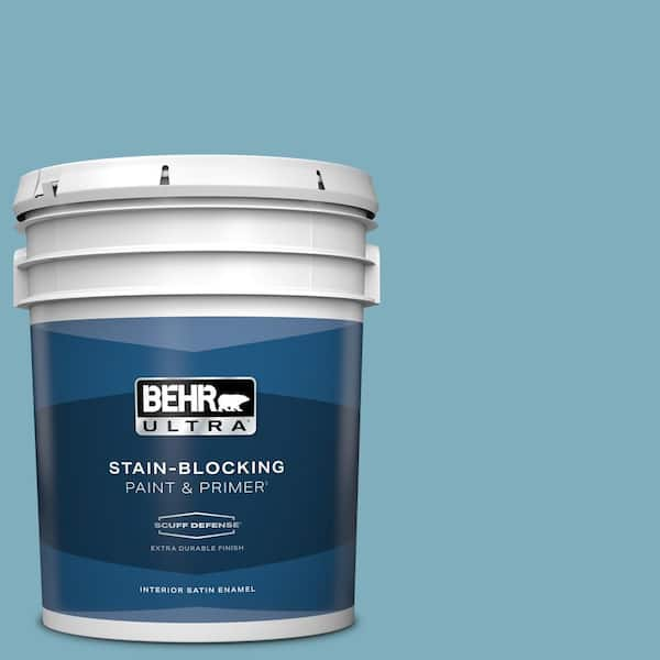 BEHR ULTRA 5 gal. #PMD-83 Porcelain Blue Extra Durable Satin Enamel Interior Paint & Primer