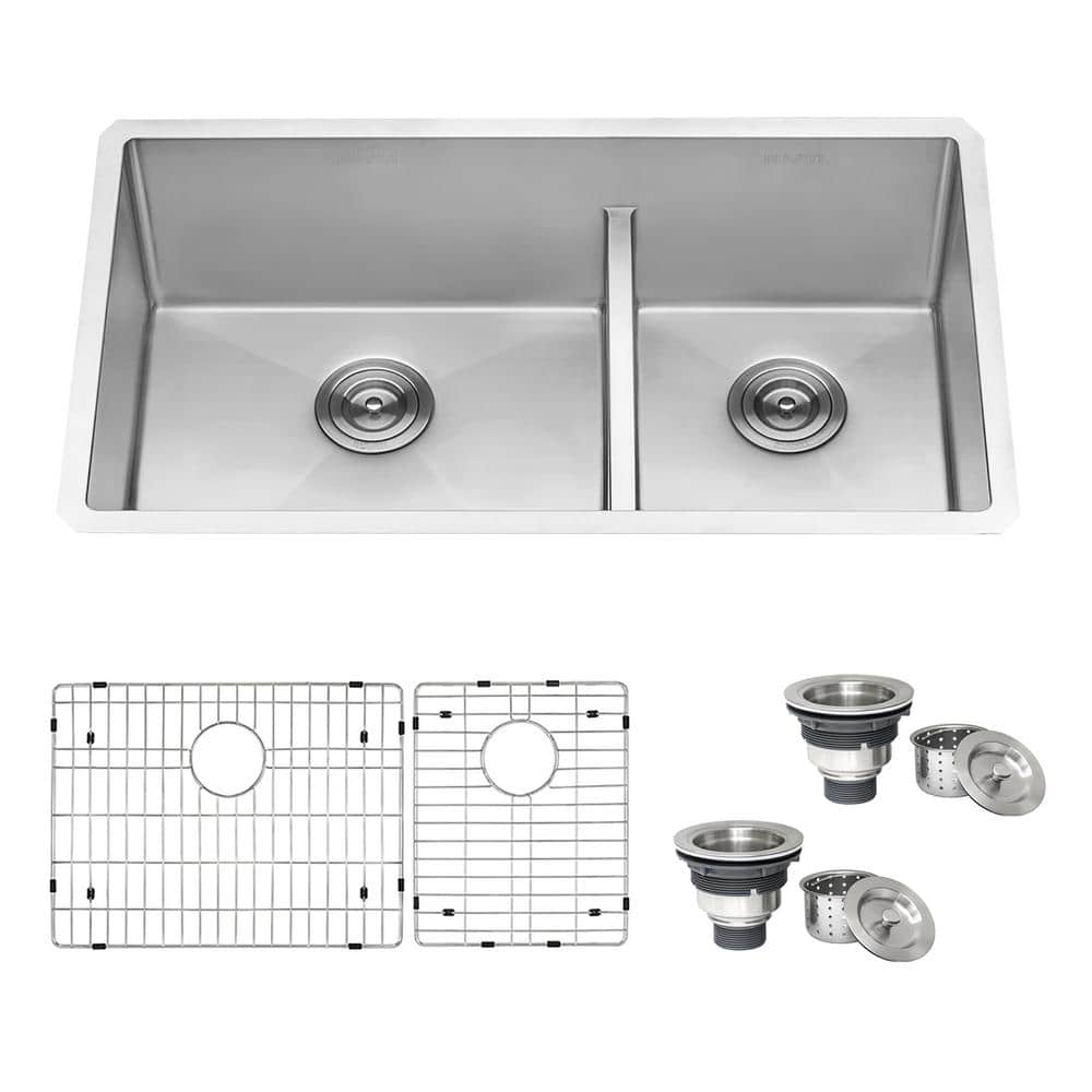 Ruvati 33-Inch Stainless Steel Double Bowl Undermount Kitchen Sink