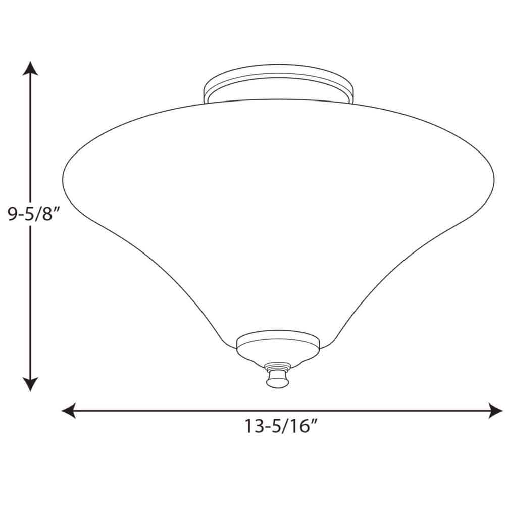 Brushed Nickel Semi-Flush Mount Light with Trumpet Glass Shade