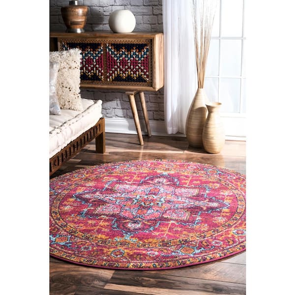 Vonda Persian Pink 8 ft. x 8 ft. Round Rug