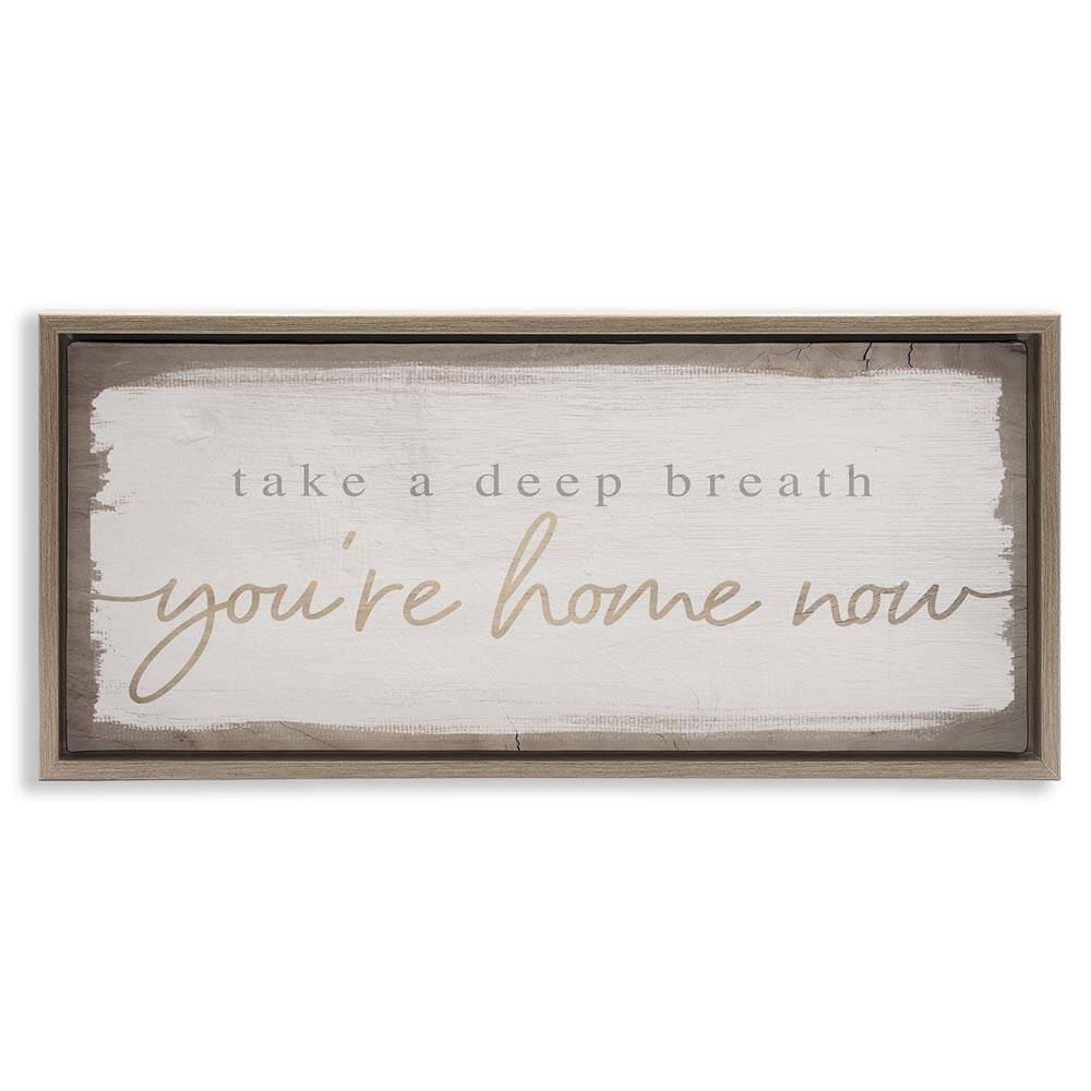 You're Home Now Weathered Chic by Daphne Polselli Brown Floater Frame Graphic Art Print Typography 25 in. x 11 in. price history on PriceWatchPro