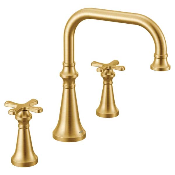 MOEN Colinet 2-Handle Arc Deck-Mount Roman Tub Faucet Trim with Cross Handle in Brushed Gold