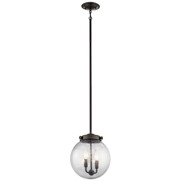 KICHLER Holbrook 2-Light Olde Bronze Transitional Shaded Kitchen Mini  Pendant Hanging Light with Clear Seeded Glass 42588OZ - The Home Depot
