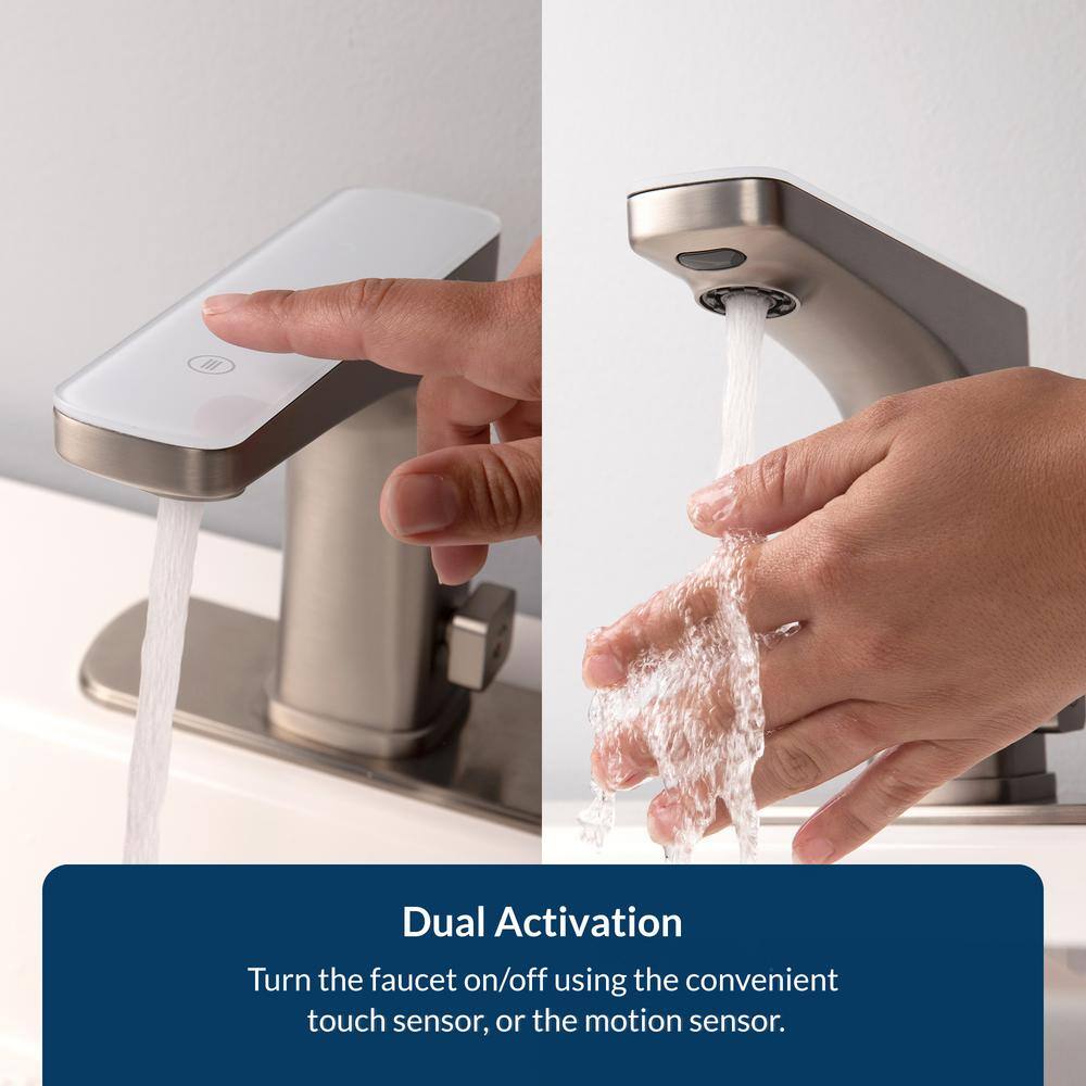Grove Brushed Nickel Touchless Bathroom Sink Faucet with LED Display