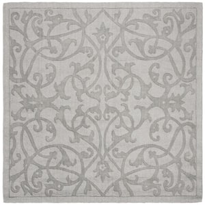 Impressions Gray 6 ft. x 6 ft. Square Border Area Rug