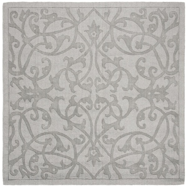 SAFAVIEH Impressions Gray 6 ft. x 6 ft. Square Border Area Rug