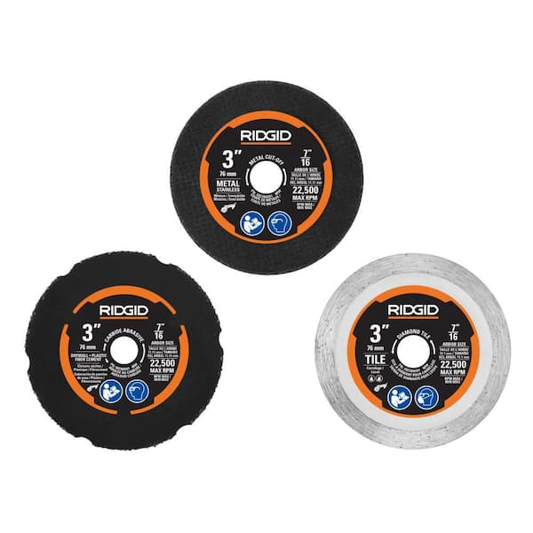 RIDGID - 18V SubCompact Brushless Cordless 3 in. Multi-Material Saw Kit with (3) Cutting Wheels, 2.0 Ah Battery, and 18V Charger