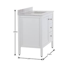 Darcy 37 in. W x 22 in. D Bath Vanity in White with Stone Effects Vanity Top in Lunar with White Sink