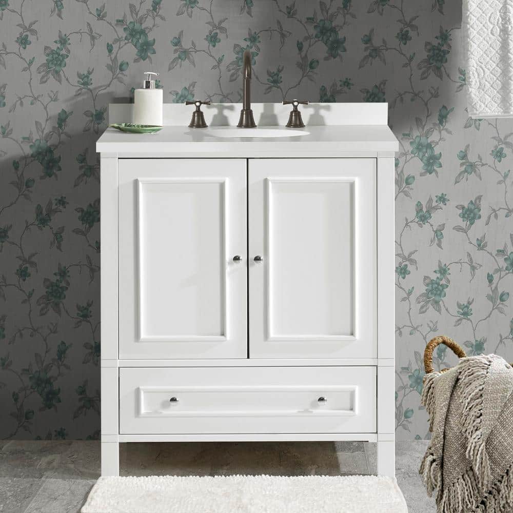 Williamsburg 30" White Pine Vanity Cabinet with Nickel Hardware