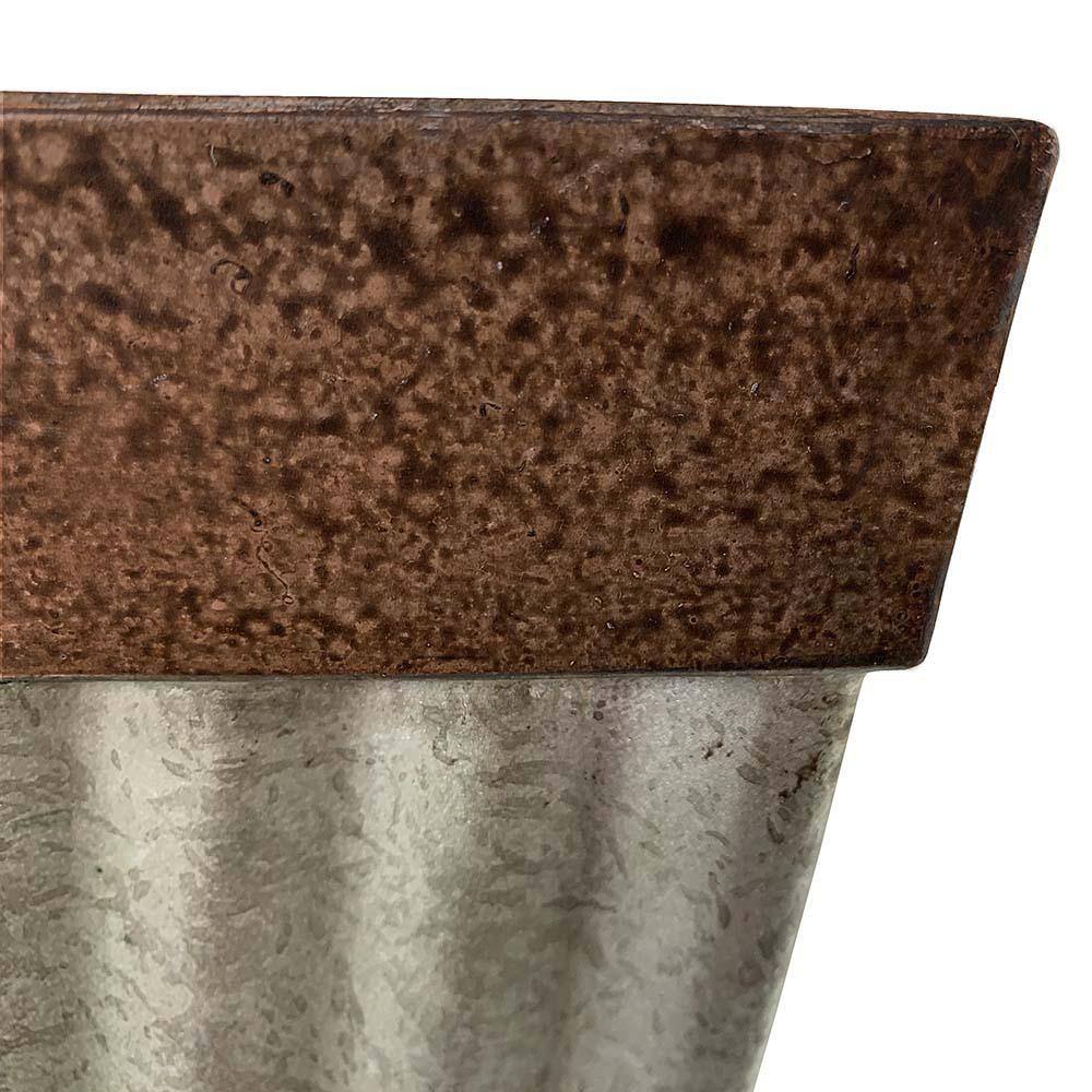 16" Rustic Galvanized Resin Square Planter