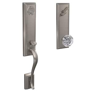 Custom Addison Satin Nickel Single Cylinder 3/4 Trim Door Handleset with Alexandria Glass Door Knob