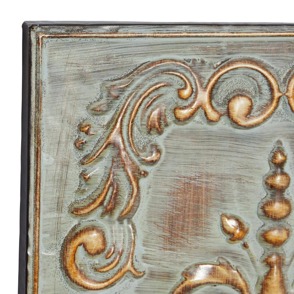 Set of Four Brass Finish Embossed Copper Alloy Wall Sculptures