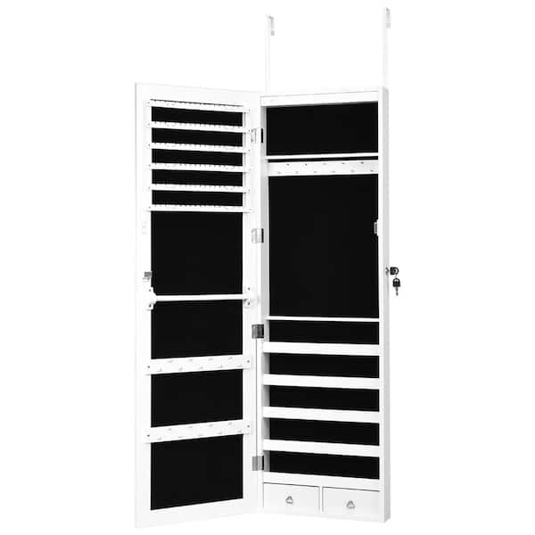 Mirrored Wall & Door Mounted Jewelry Cabinet Organizer Storage With Lock 