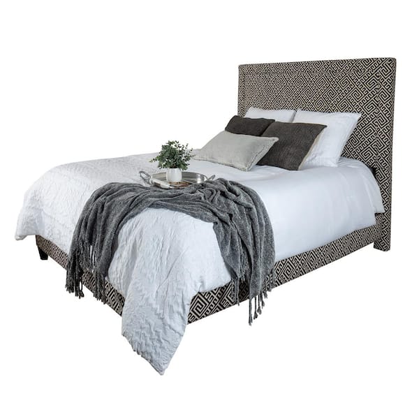 Leffler Home River Black/Tan Upholstered Queen Panel Bed
