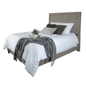 River Queen Upholstered Bed with Side Rails and Footboard in Kirkland