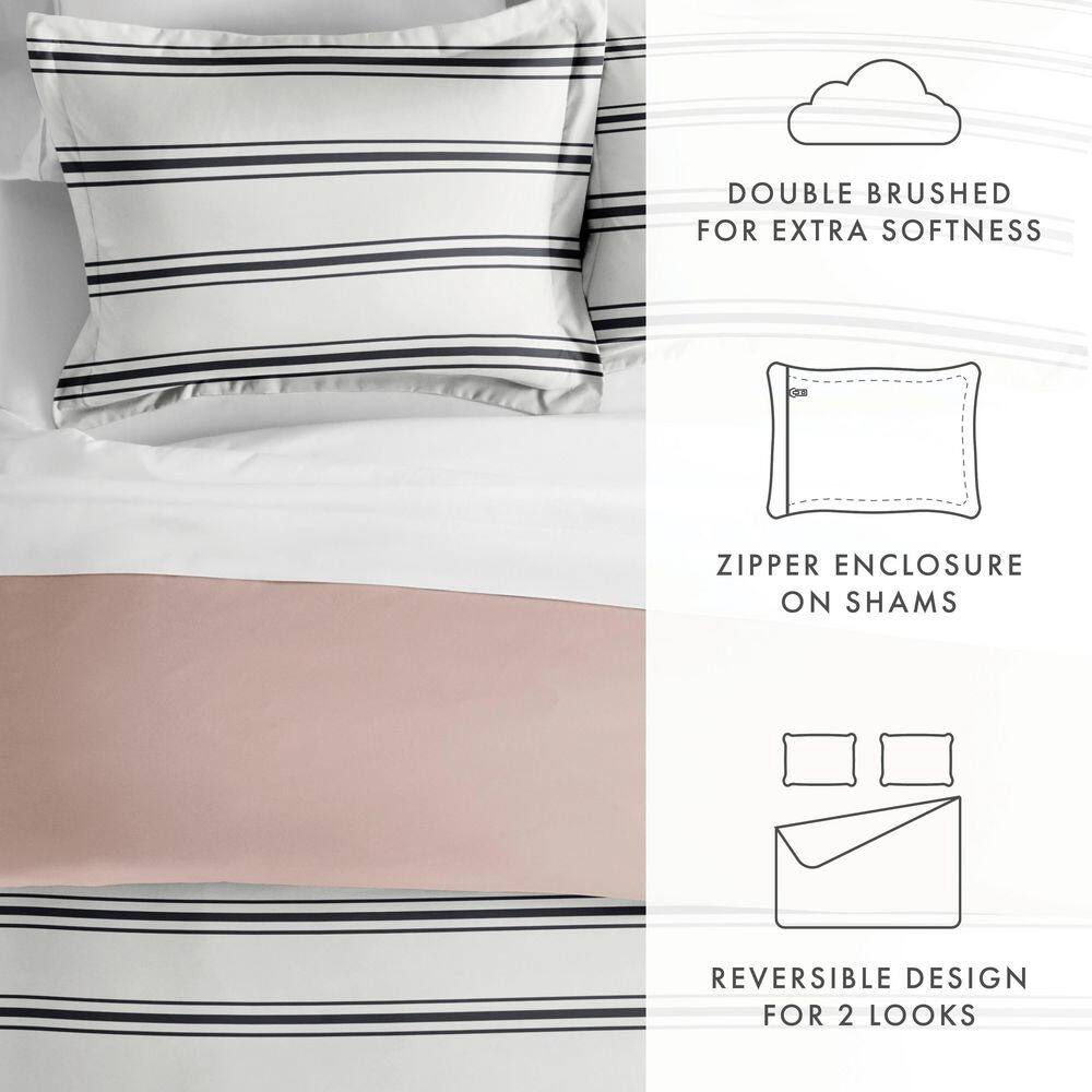 Rose Desert Stripe Reversible King/Cal King Microfiber Duvet Cover Set