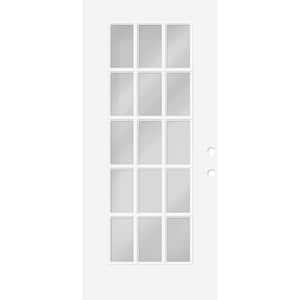 Reliant 36 in. x 80 in. Left-Handed FullLite 15 L SDL Clear Glass Unfinished White Fiberglass Front Door Slab