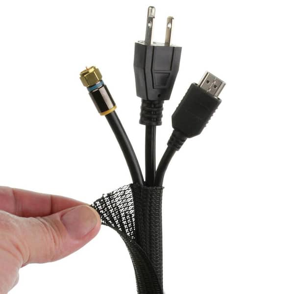 Commercial Electric 1/2 in. x 5 ft. Flexible Split Sleeve Cable Organizer, Black