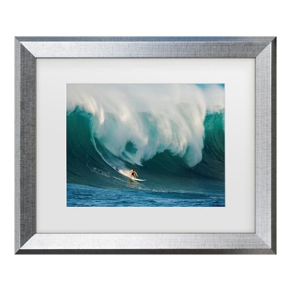 Trademark Fine Art David H Yang Riding A Crashing Wave Matted Framed Photography Wall Art 14.5 in. x 17.5 in