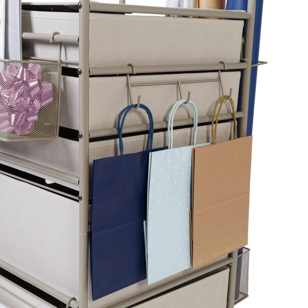 Gray 5-Tier Steel Rolling Craft Storage Cart