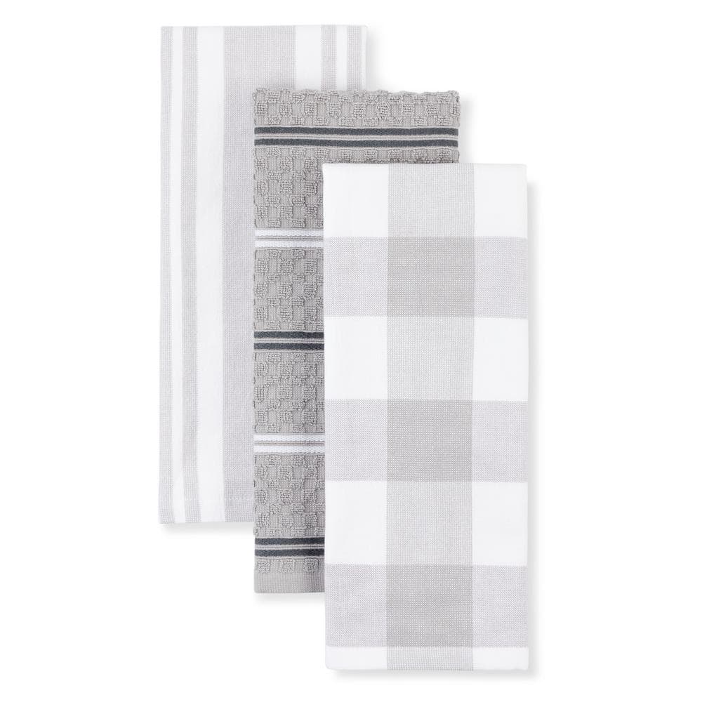 Grey Striped Kitchen Towels Set of 3 - Twelve 28 Market