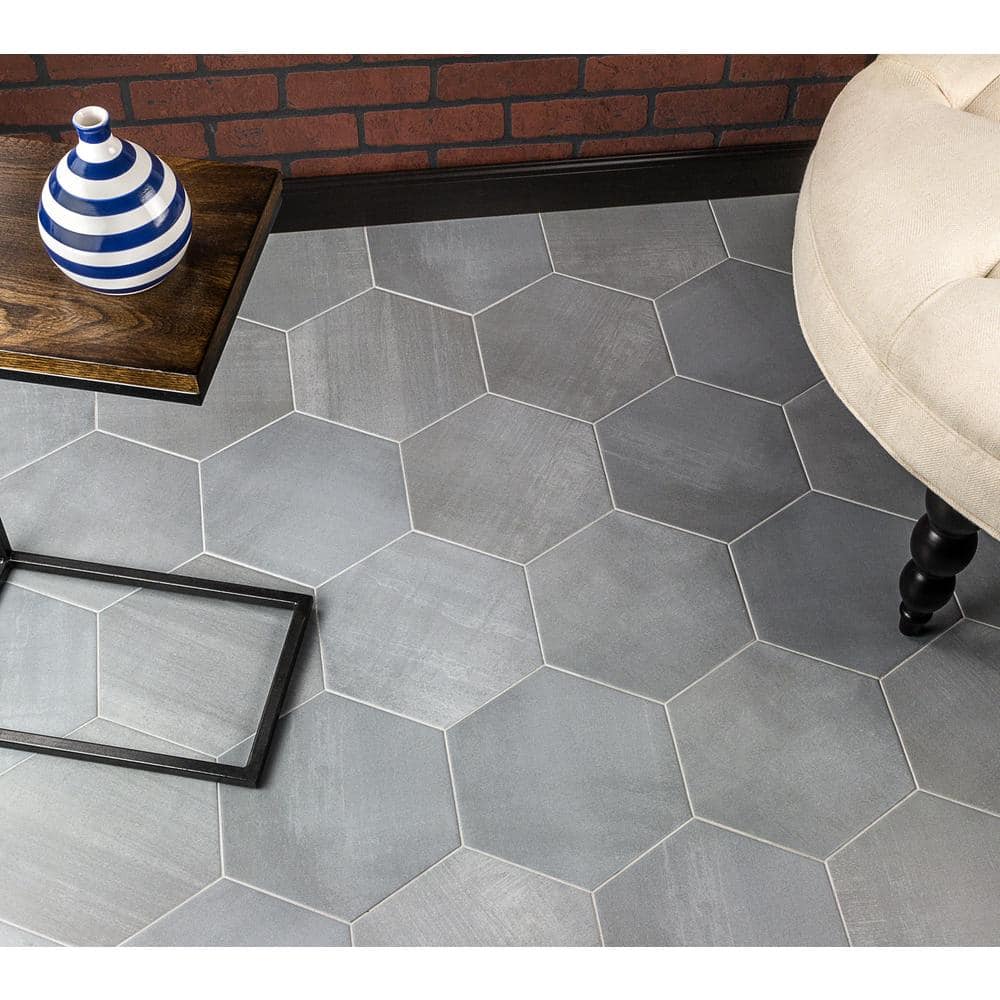 Gray Hexagon Matte Porcelain Floor and Wall Tile